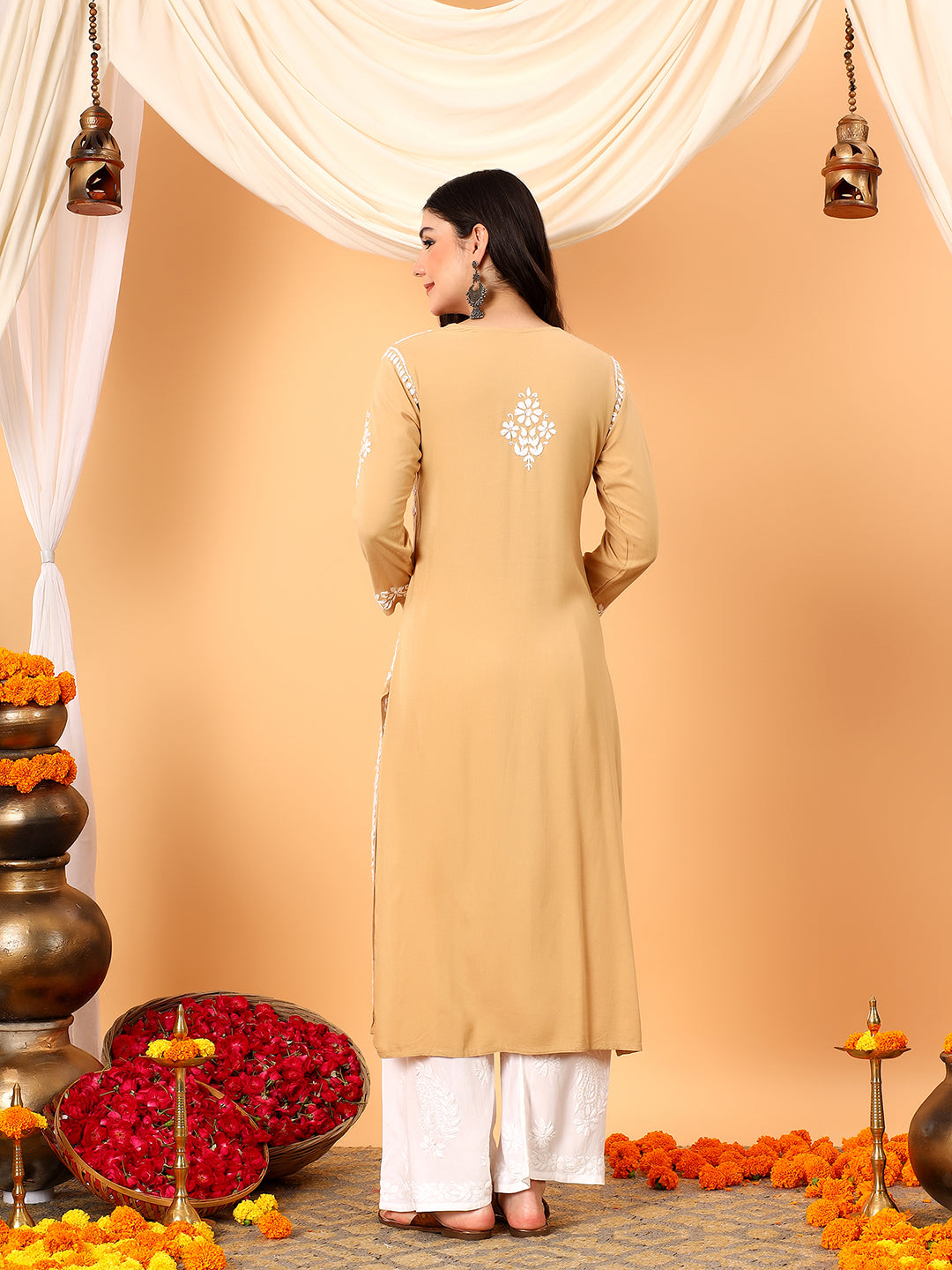 Vedika Rayon Chikankari Straight Kurta