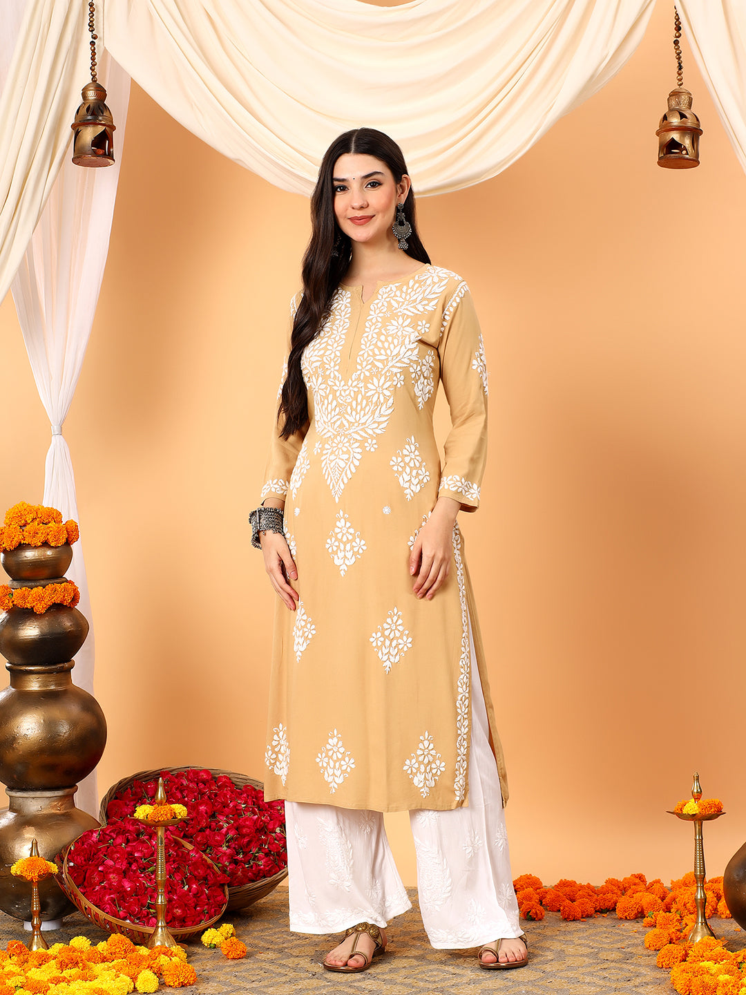 Vedika Rayon Chikankari Straight Kurta