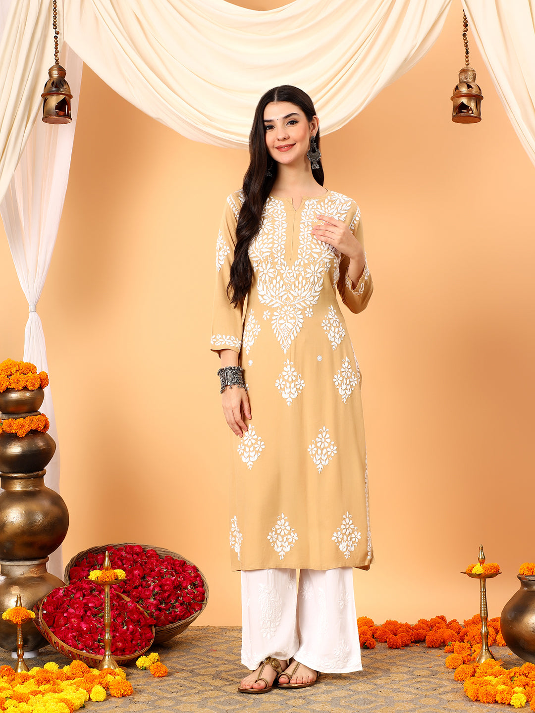 Vedika Rayon Chikankari Straight Kurta