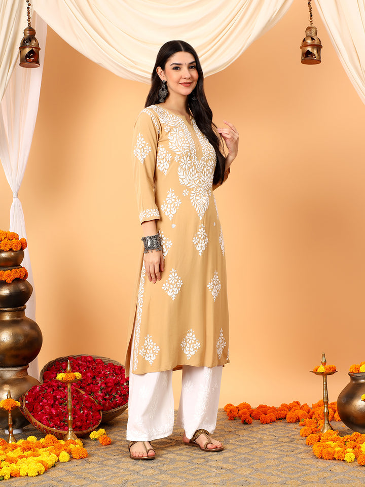 Vedika Rayon Chikankari Straight Kurta