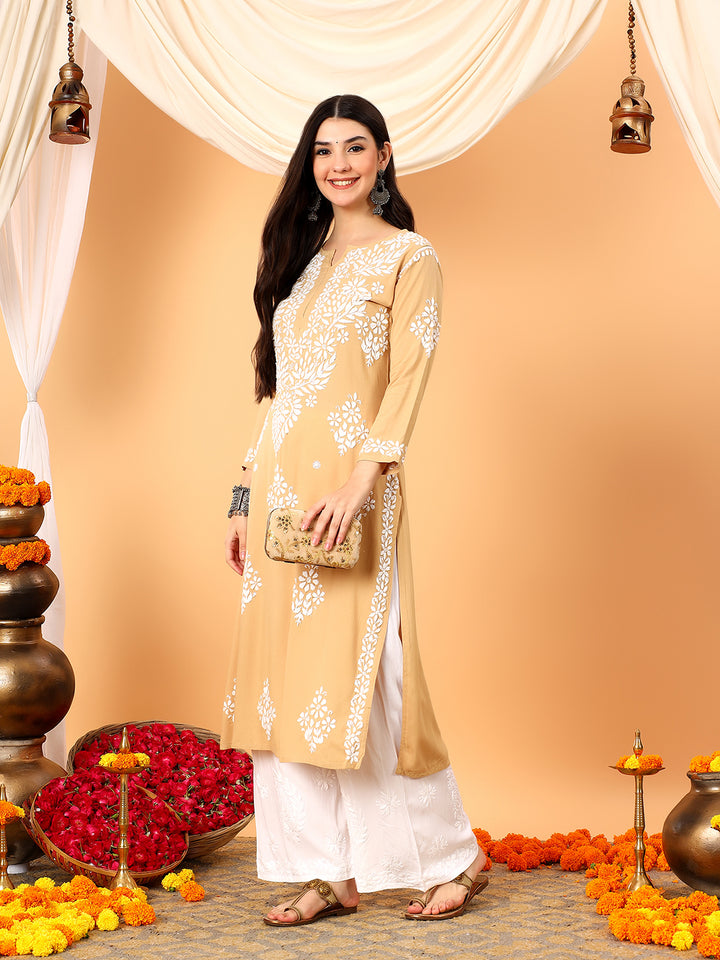 Vedika Rayon Chikankari Straight Kurta