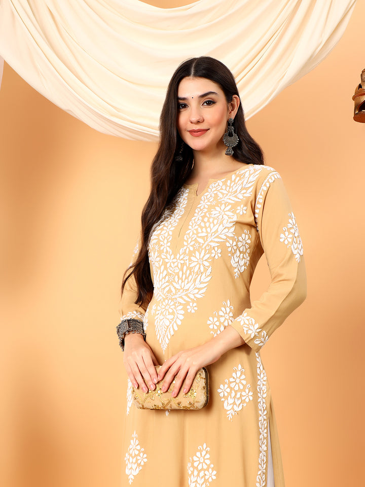 Vedika Rayon Chikankari Straight Kurta