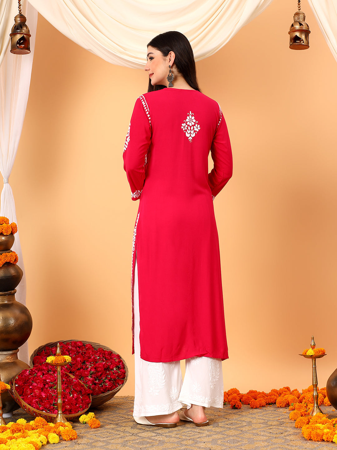 Vedika Rayon Chikankari Straight Kurta