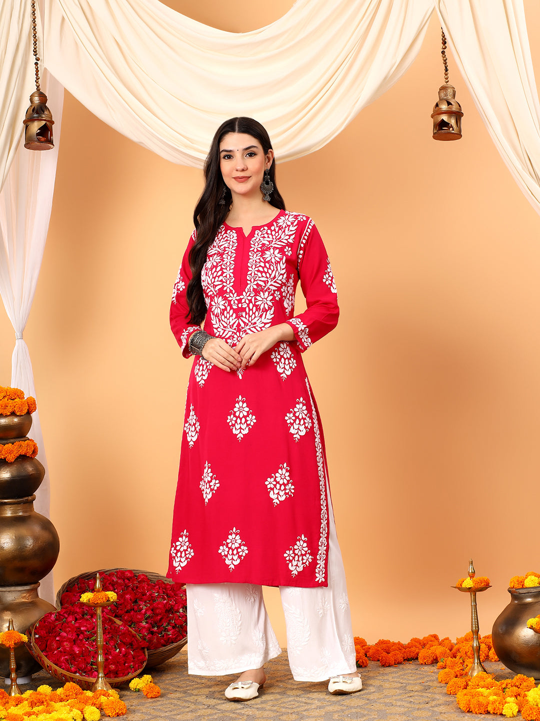 Vedika Rayon Chikankari Straight Kurta