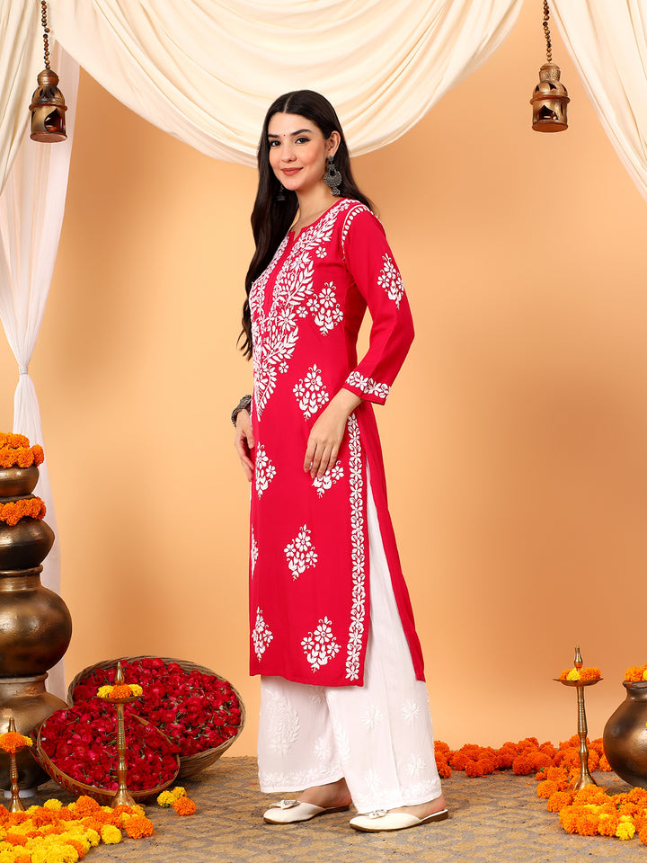 Vedika Rayon Chikankari Straight Kurta