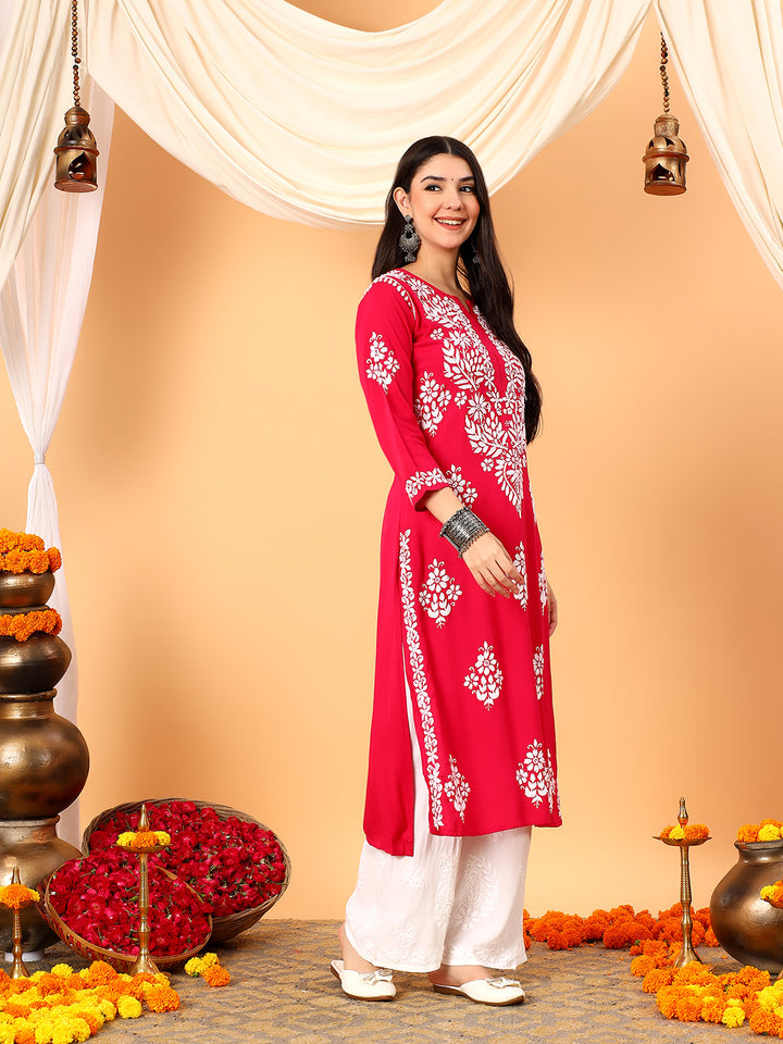 Vedika Rayon Chikankari Straight Kurta