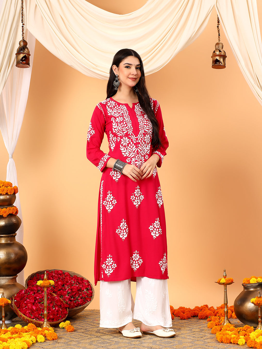 Vedika Rayon Chikankari Straight Kurta