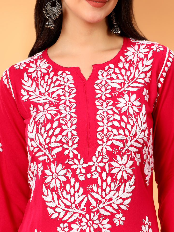Vedika Rayon Chikankari Straight Kurta