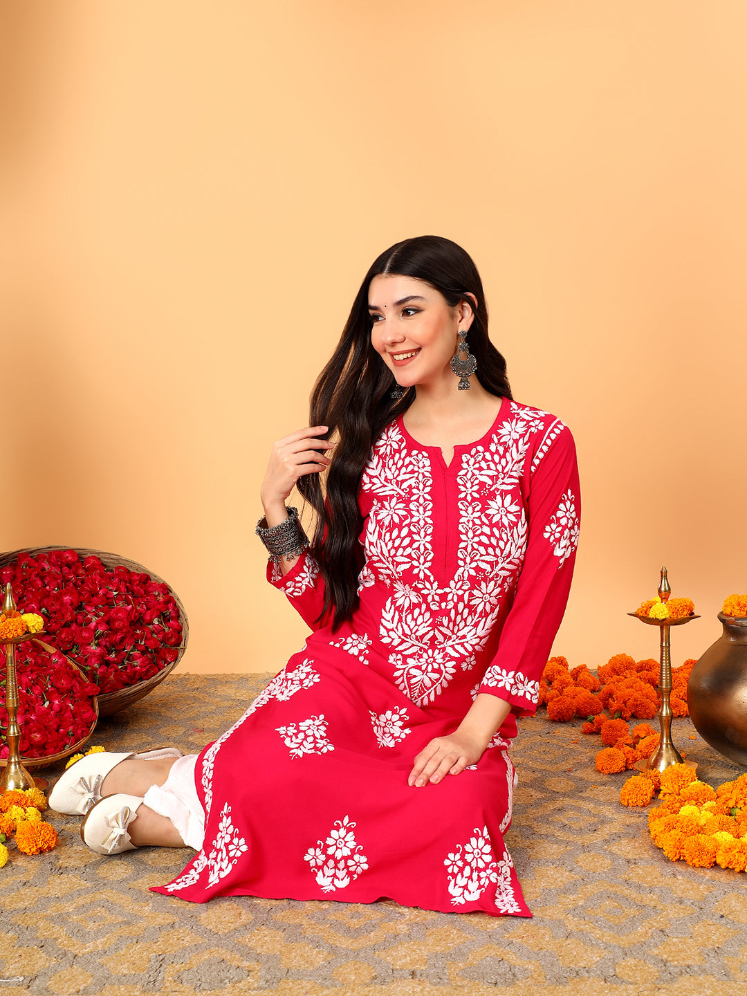 Vedika Rayon Chikankari Straight Kurta