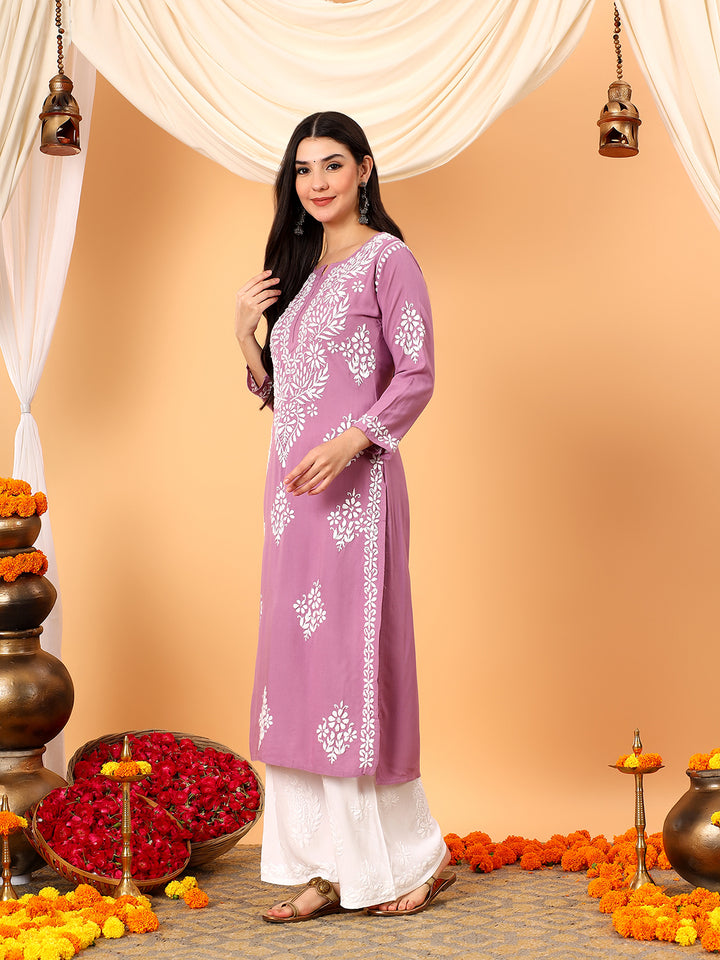 Vedika Rayon Chikankari Straight Kurta