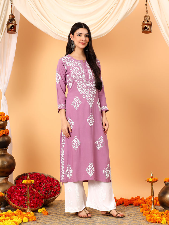 Vedika Rayon Chikankari Straight Kurta
