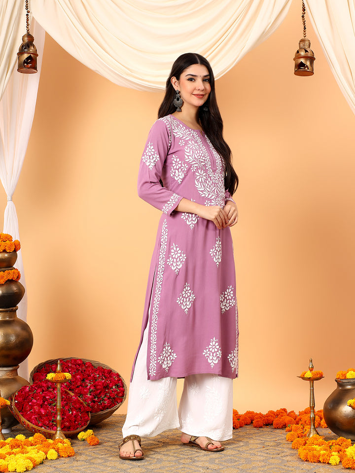 Vedika Rayon Chikankari Straight Kurta