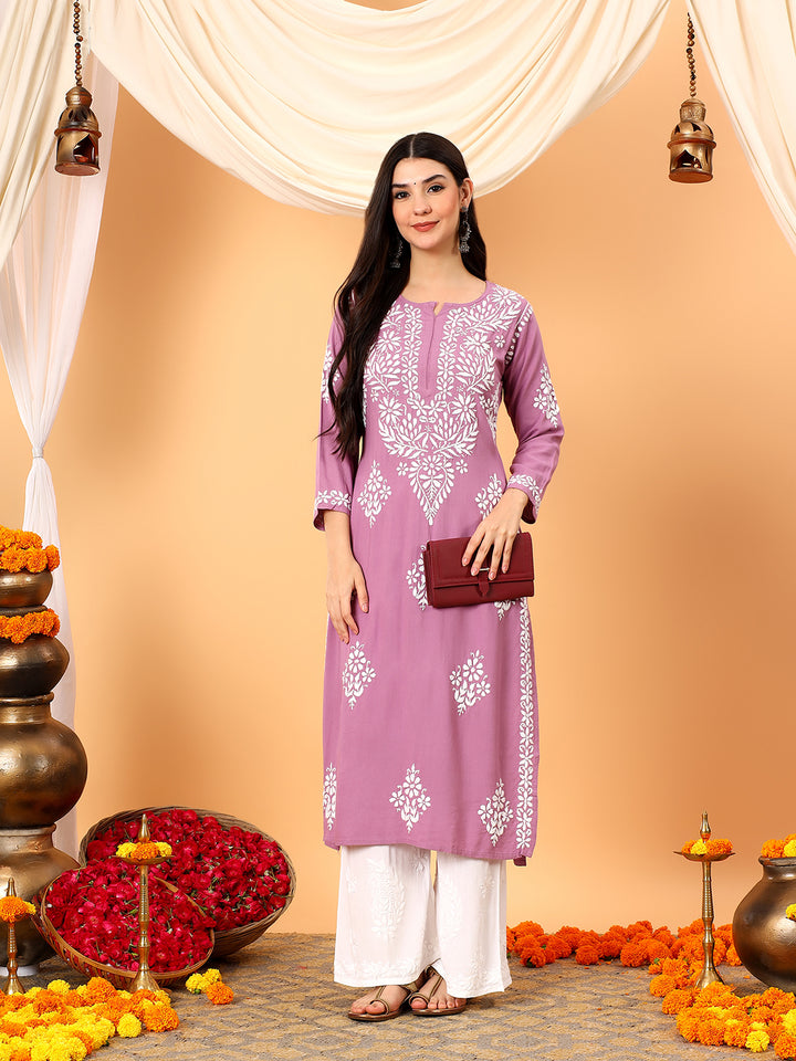 Vedika Rayon Chikankari Straight Kurta