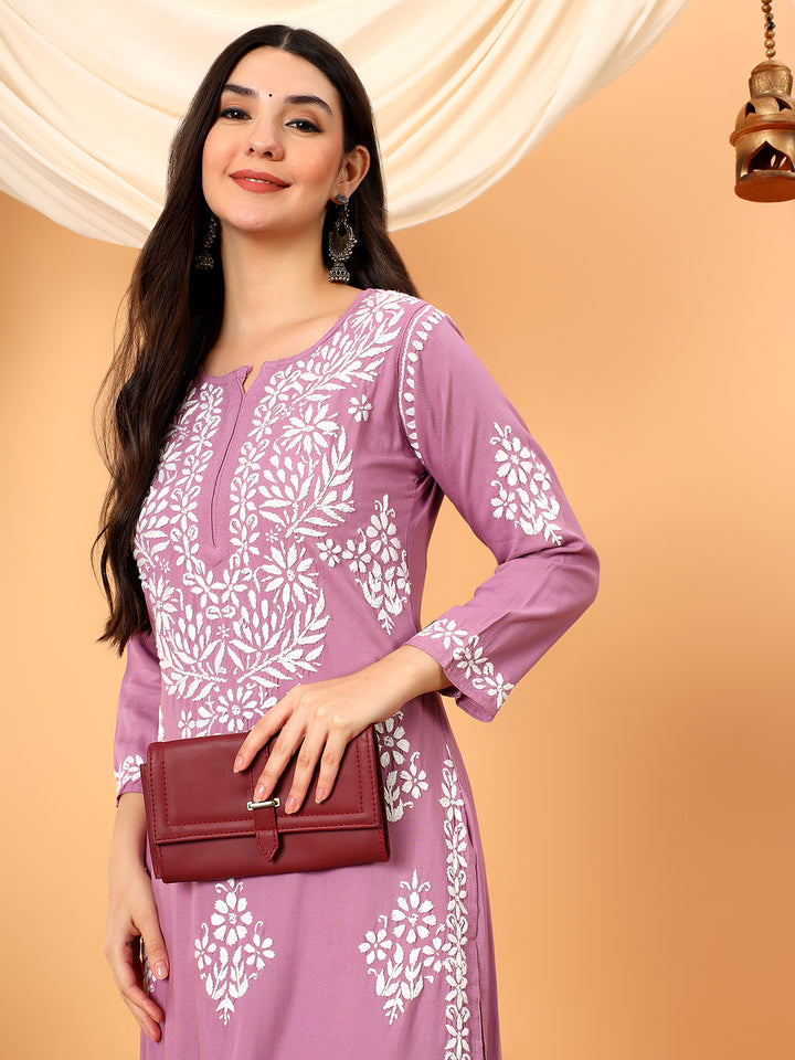 Vedika Rayon Chikankari Straight Kurta
