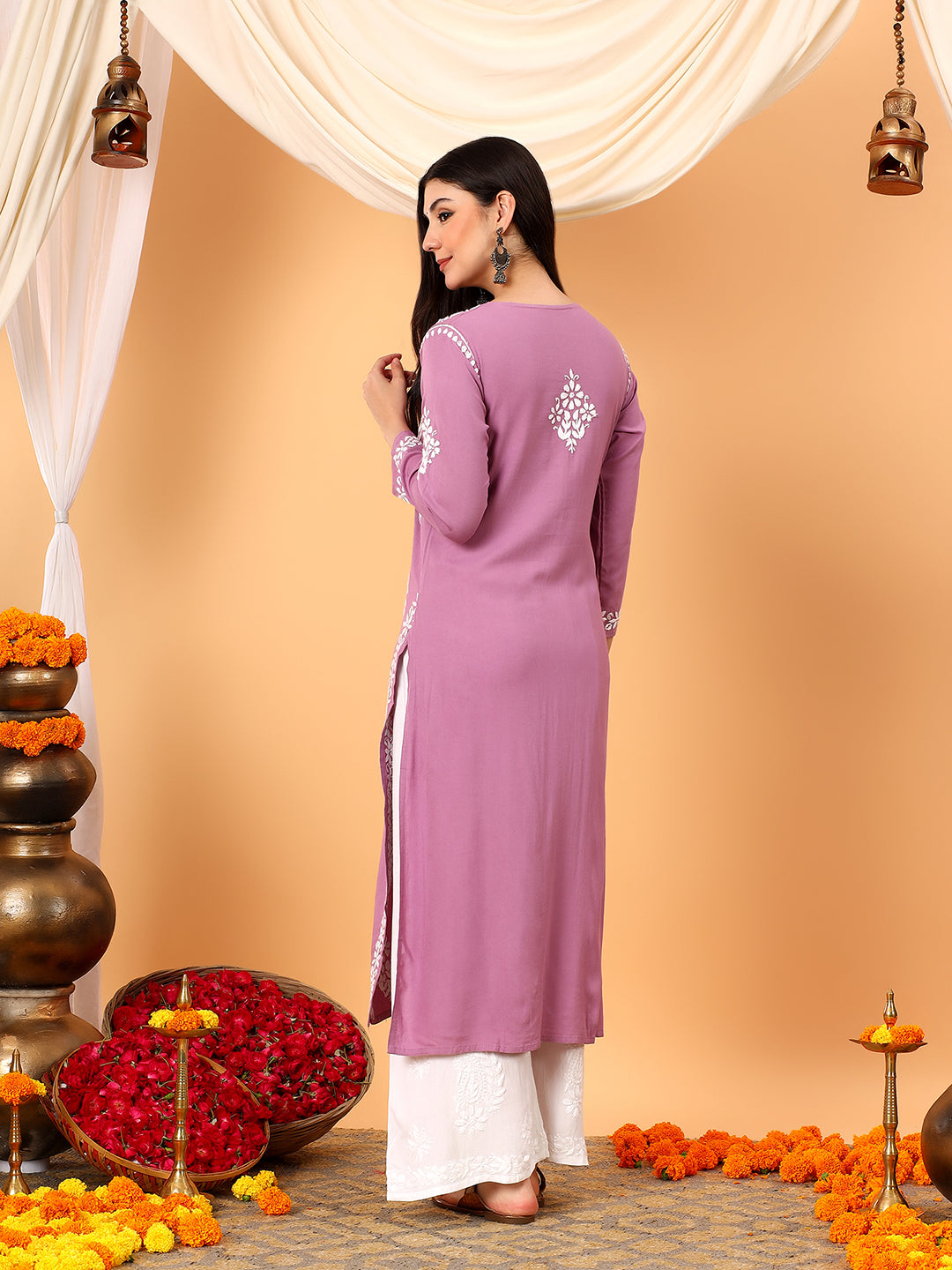 Vedika Rayon Chikankari Straight Kurta