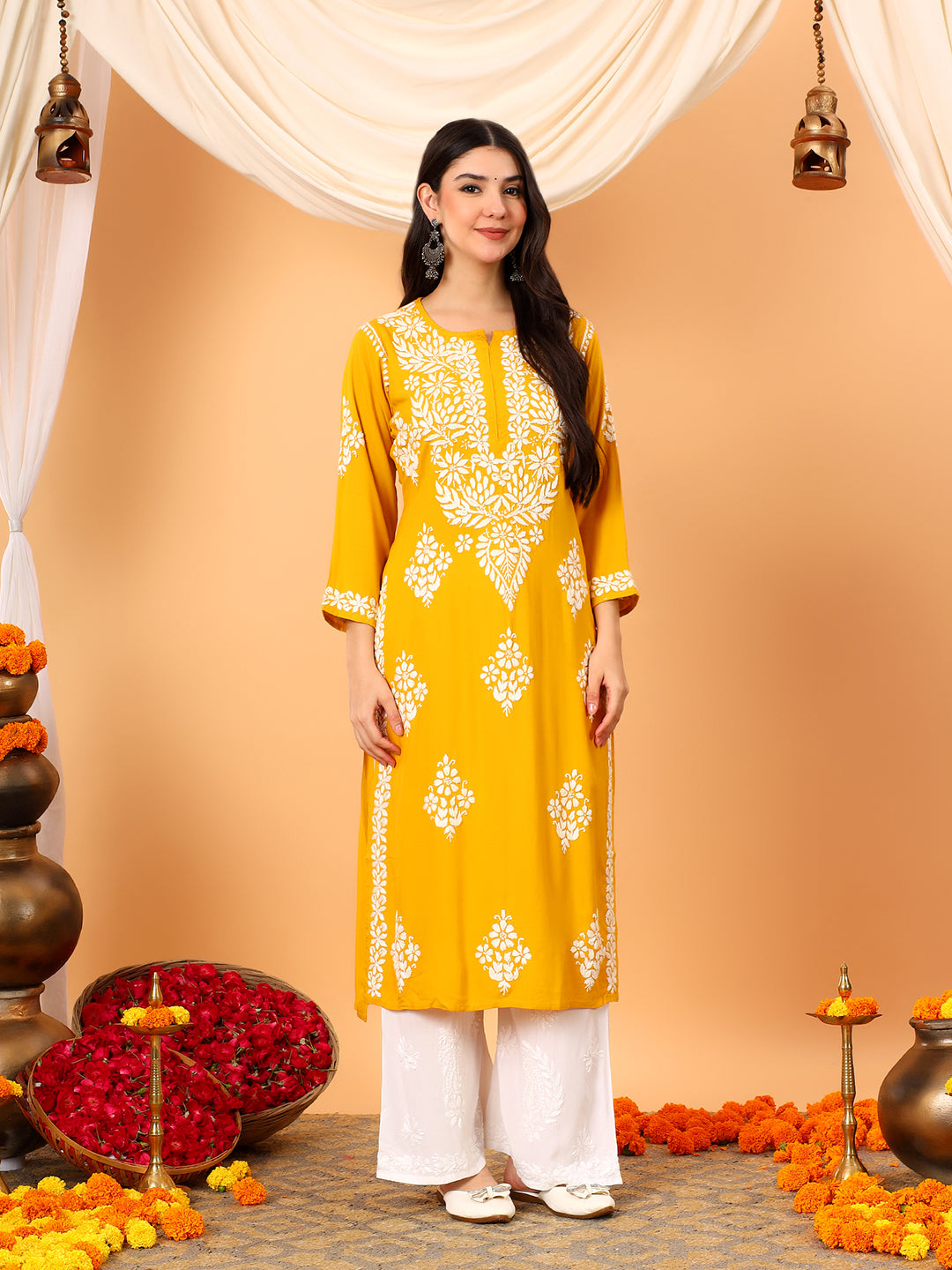 Vedika Rayon Chikankari Straight Kurta