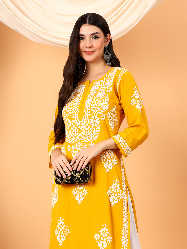 Vedika Rayon Chikankari Straight Kurta