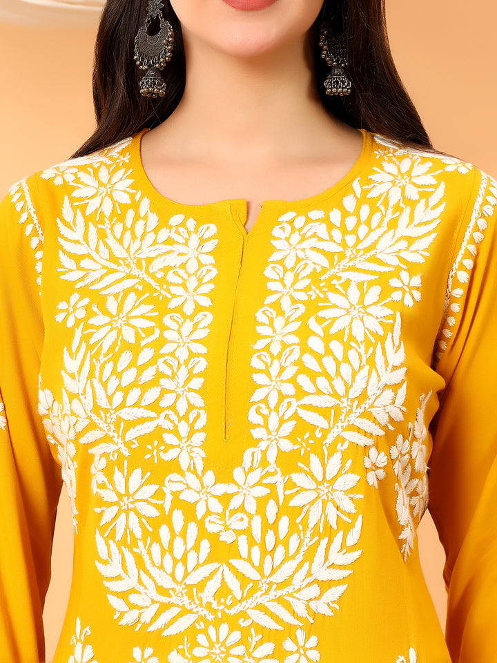 Vedika Rayon Chikankari Straight Kurta