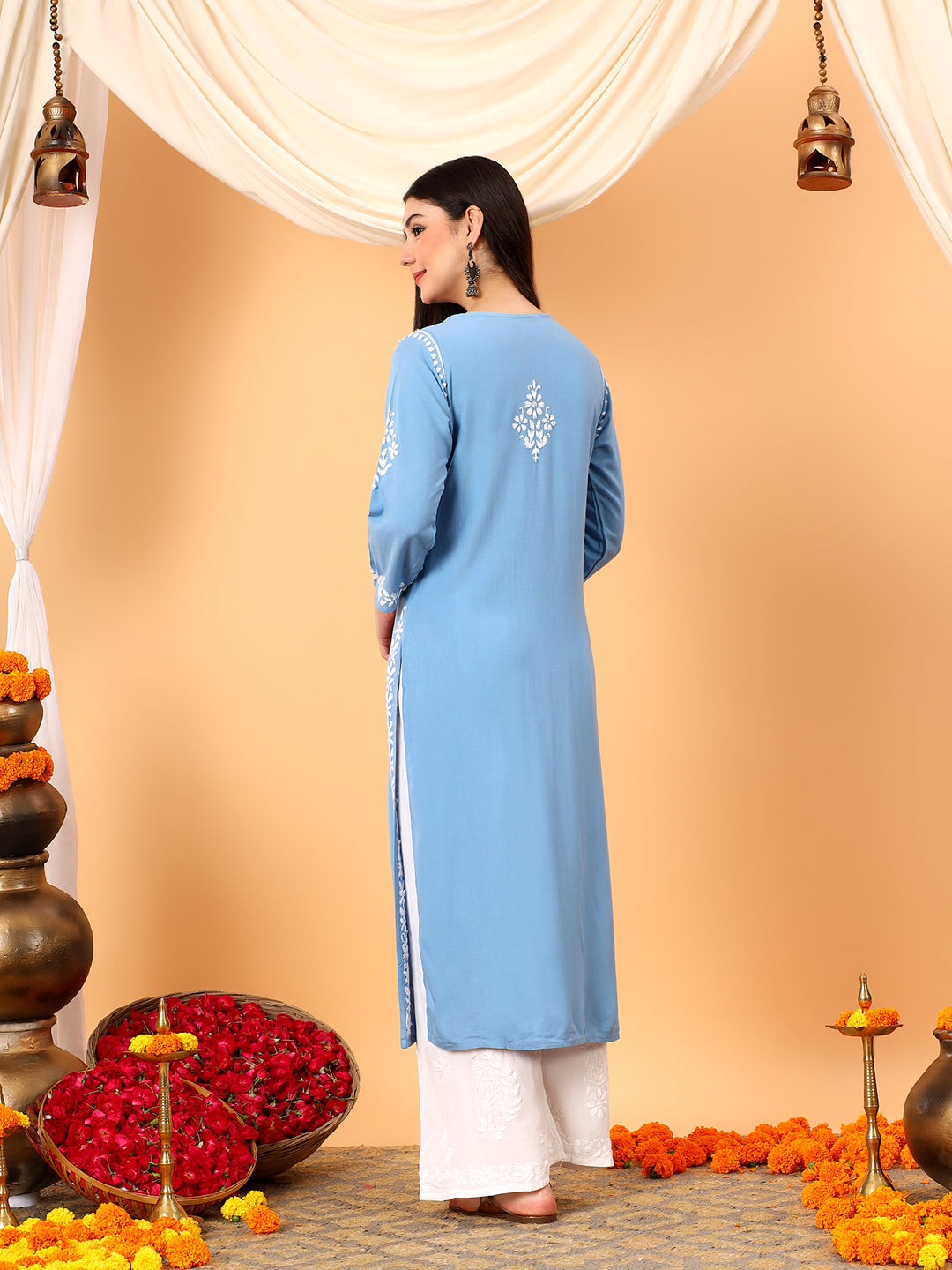 Vedika Rayon Chikankari Straight Kurta
