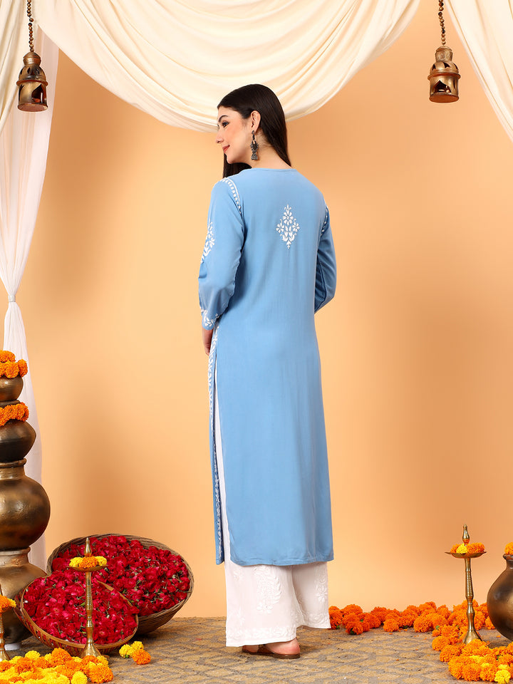 Vedika Rayon Chikankari Straight Kurta