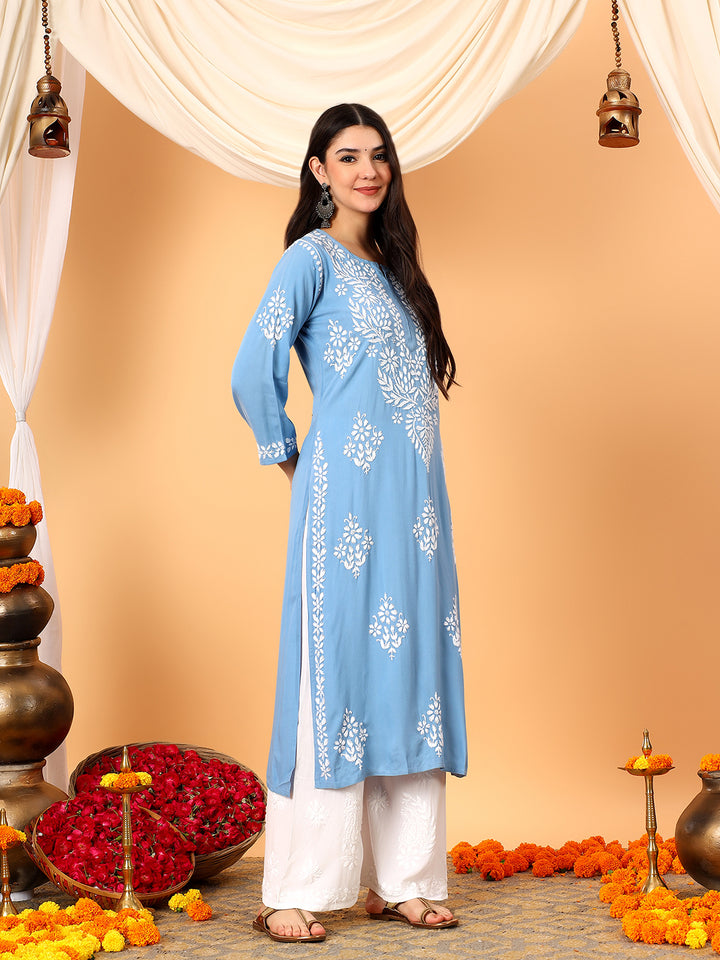 Vedika Rayon Chikankari Straight Kurta