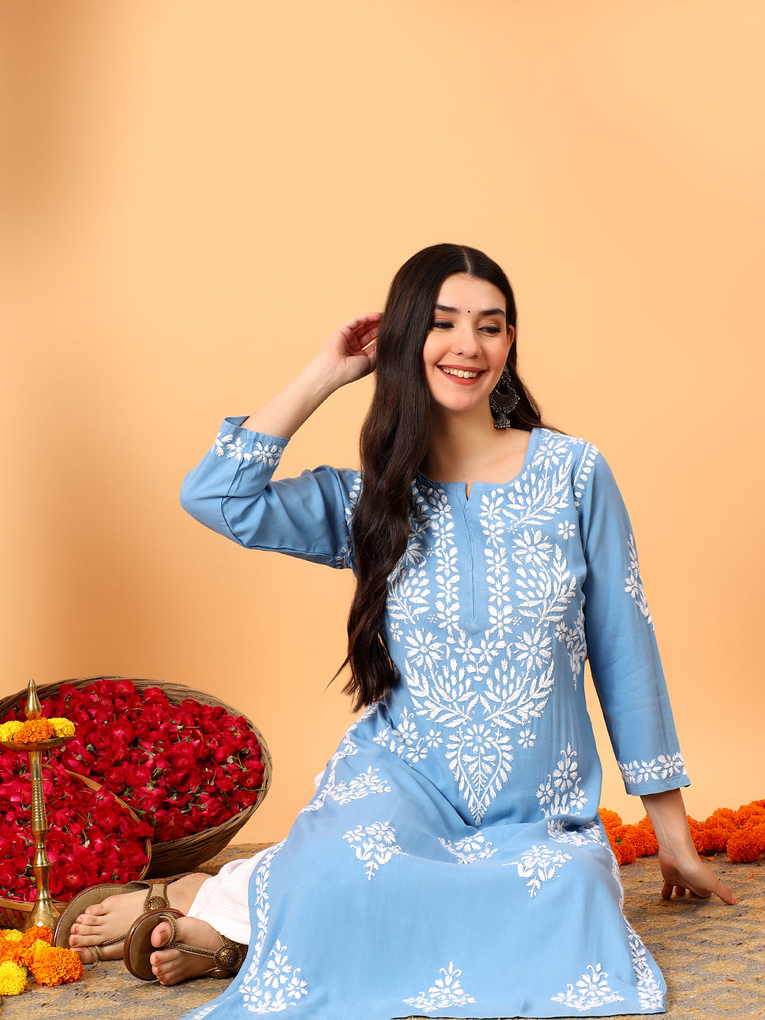 Vedika Rayon Chikankari Straight Kurta