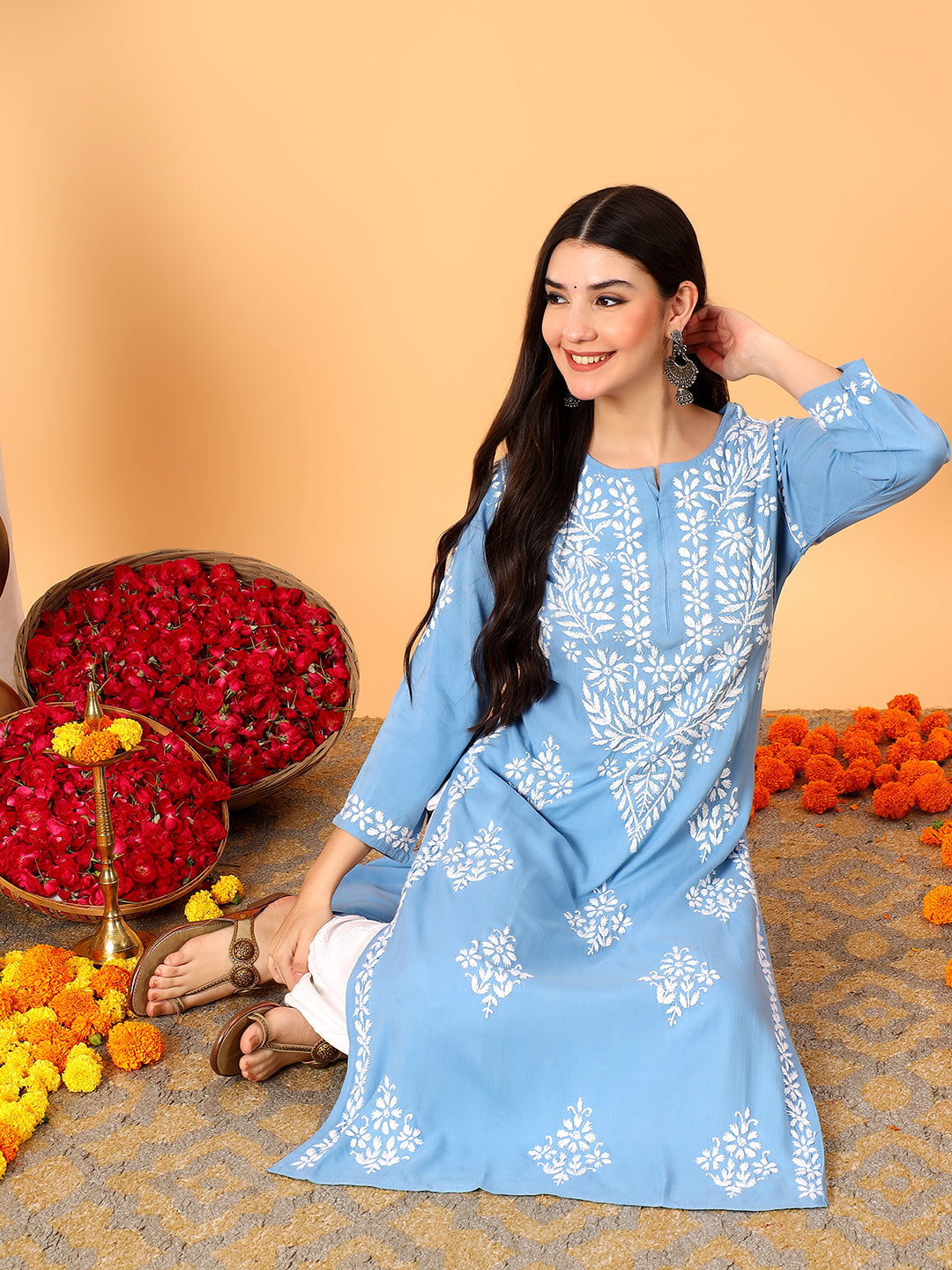 Vedika Rayon Chikankari Straight Kurta