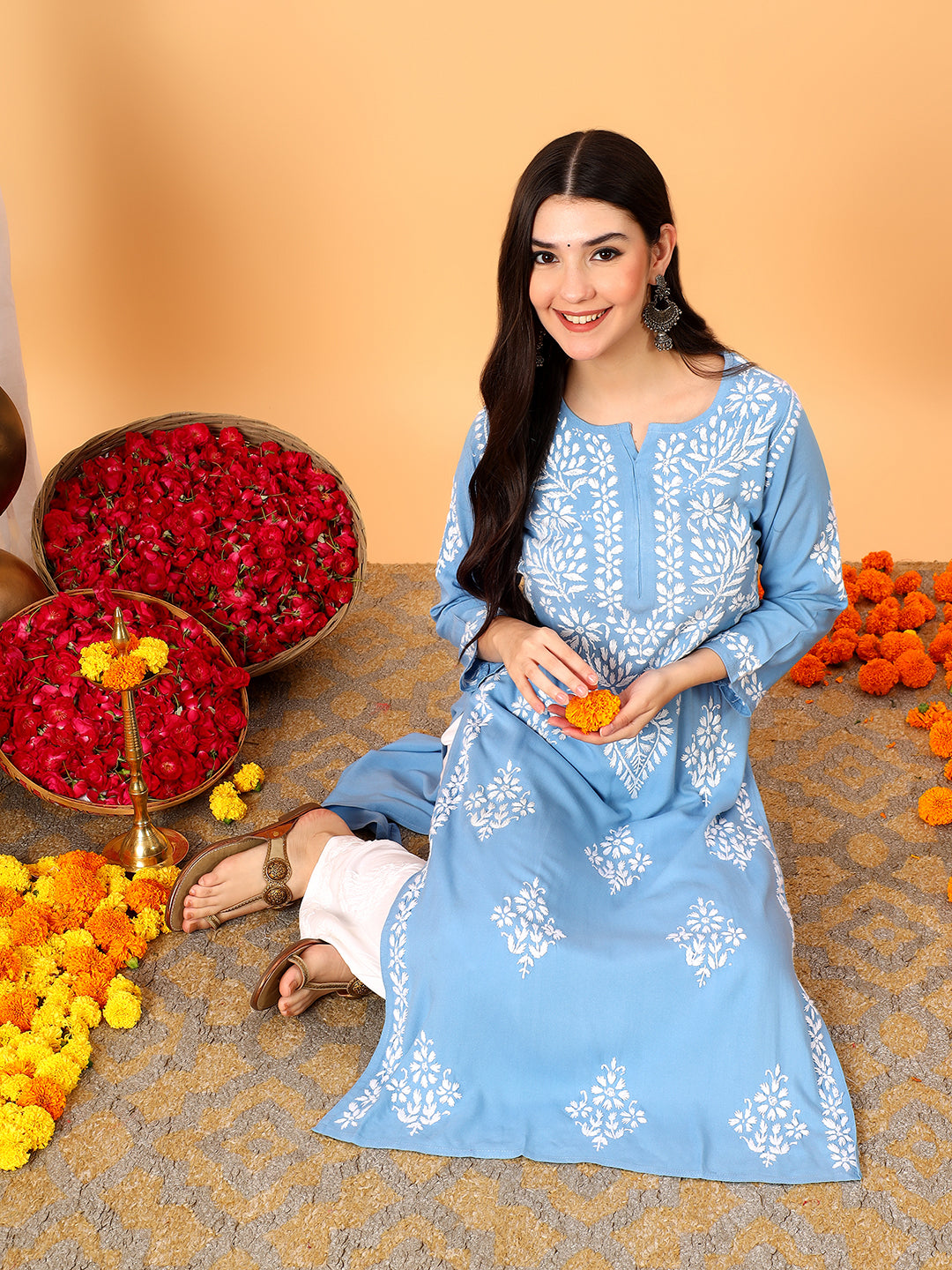 Vedika Rayon Chikankari Straight Kurta