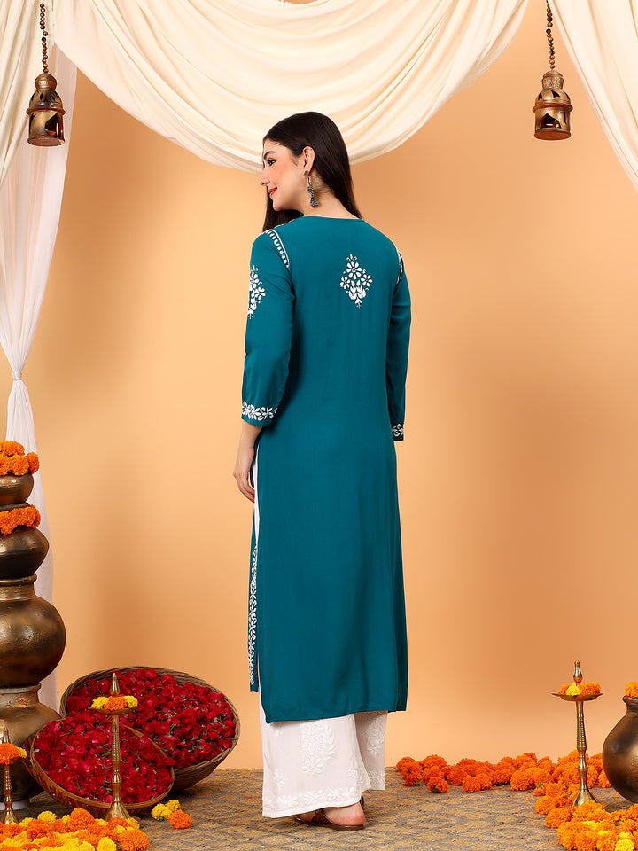 Vedika Rayon Chikankari Straight Kurta