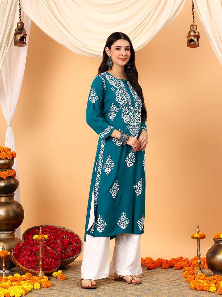 Vedika Rayon Chikankari Straight Kurta