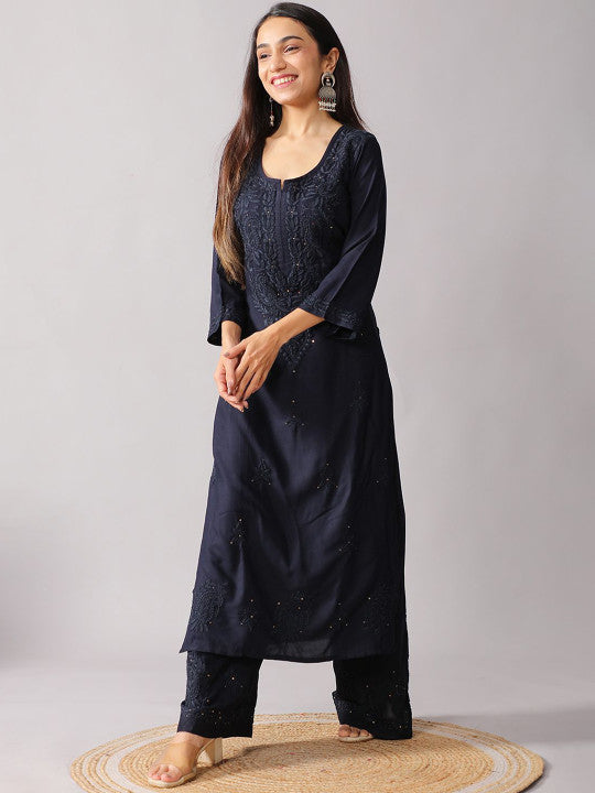 Avika Rayon Chikankari Mukaish Co-ord Set