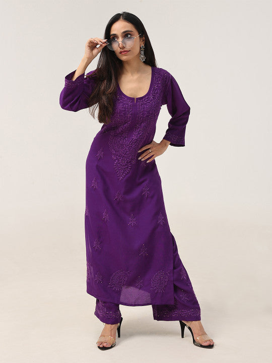 Avika Rayon Chikankari Mukaish Co-ord Set