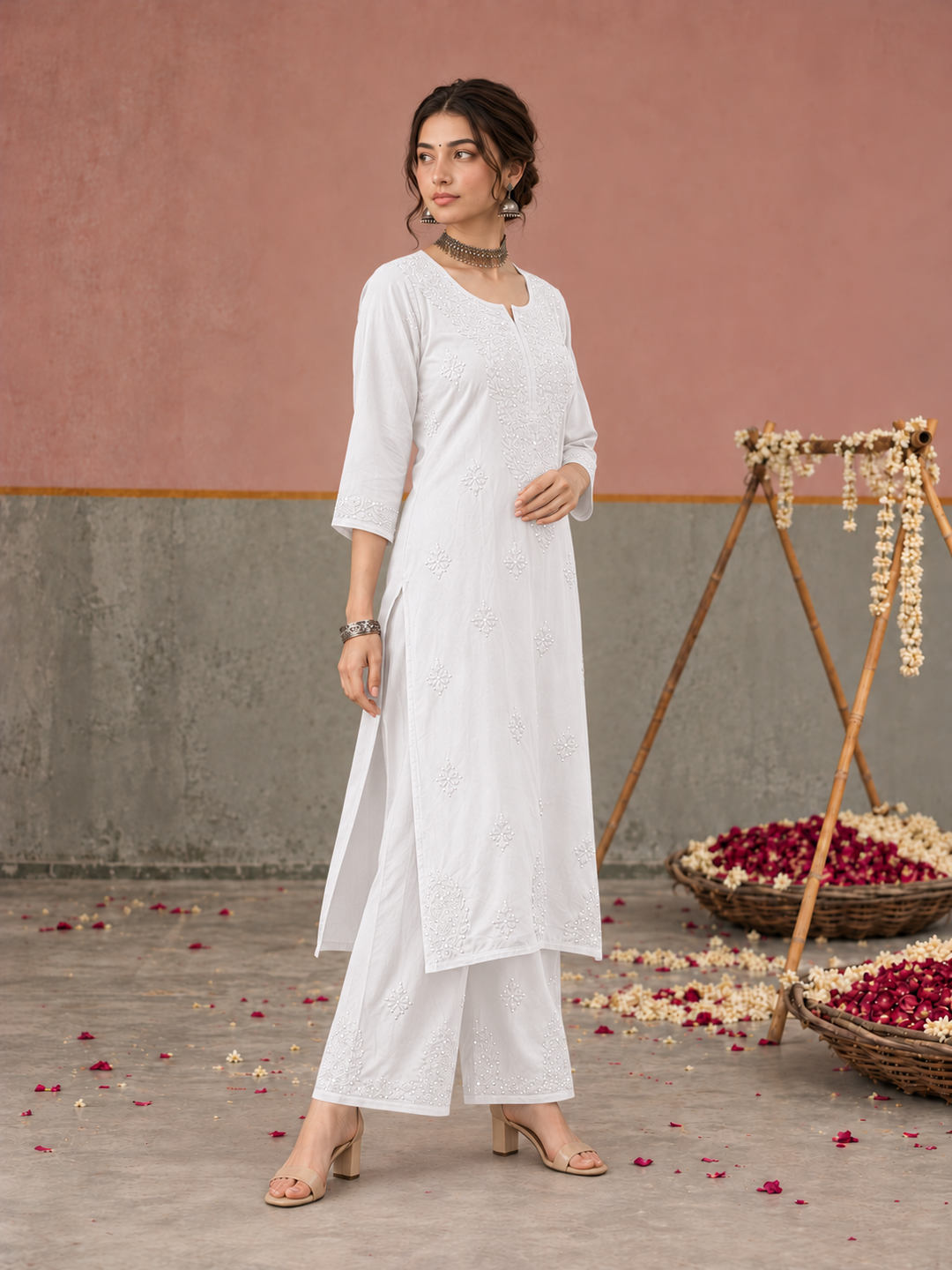 Avika Rayon Chikankari Mukaish Co-ord Set