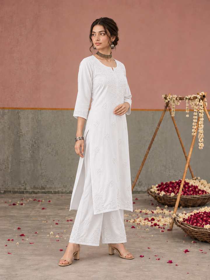 Avika Rayon Chikankari Mukaish Co-ord Set