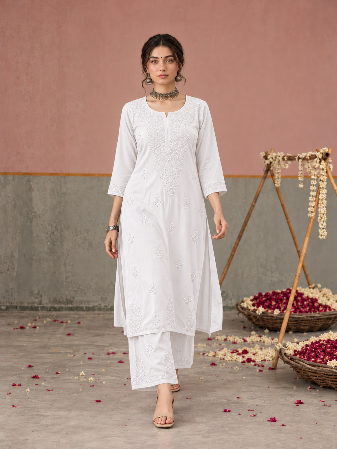 Avika Rayon Chikankari Mukaish Co-ord Set