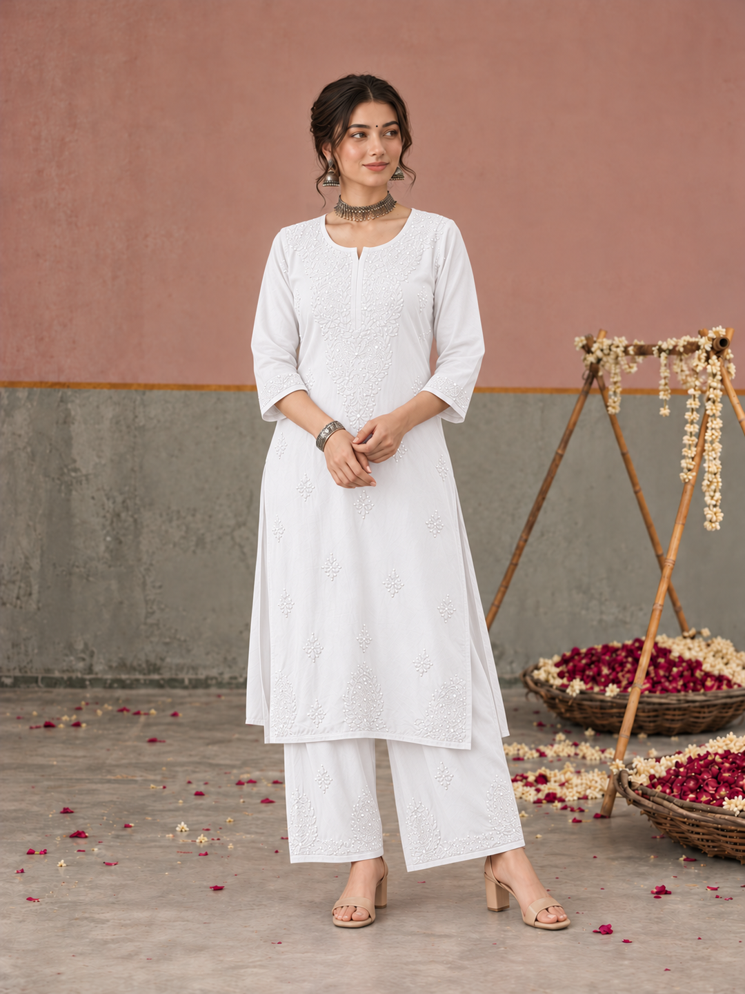 Avika Rayon Chikankari Mukaish Co-ord Set