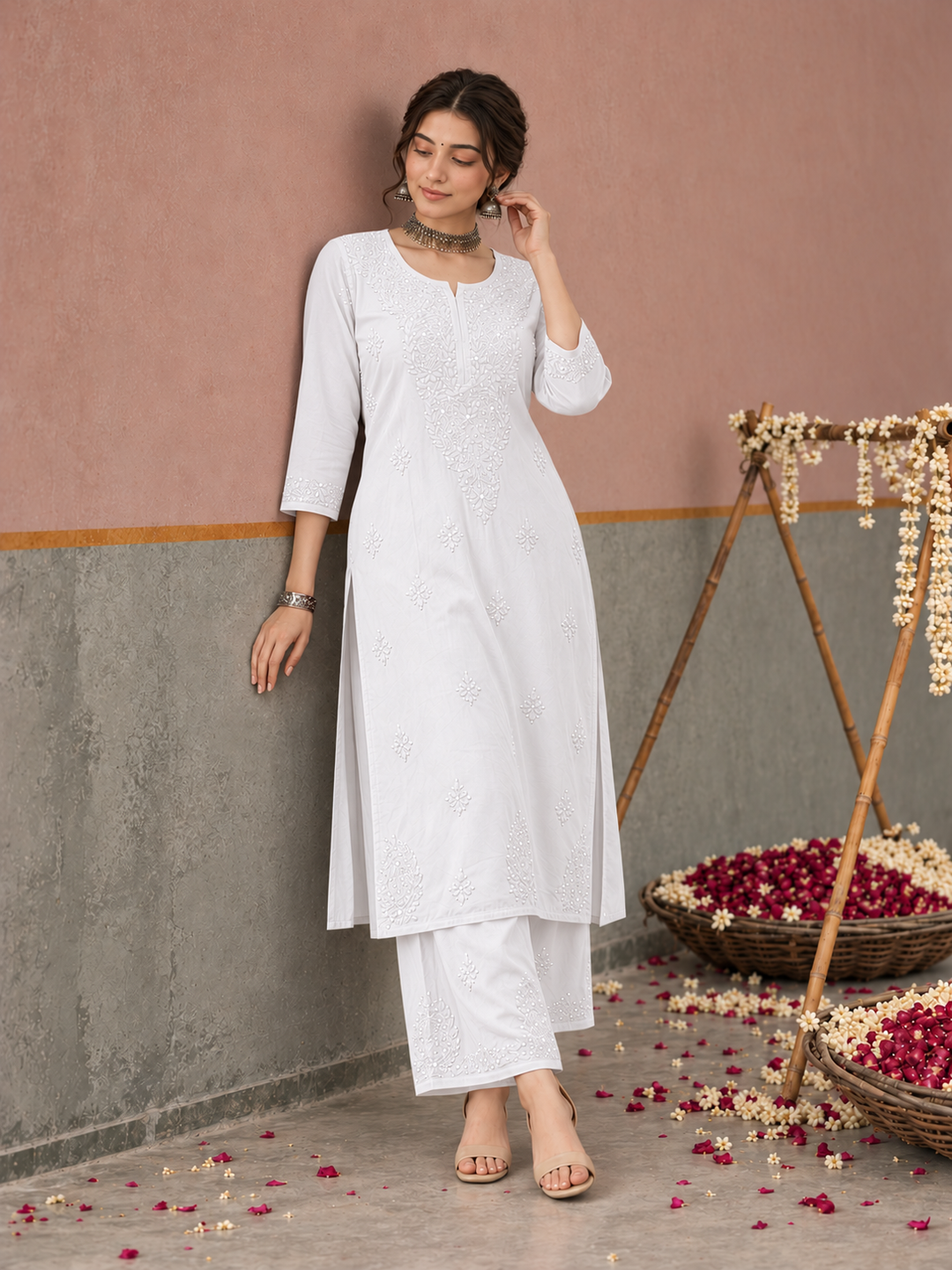 Avika Rayon Chikankari Mukaish Co-ord Set