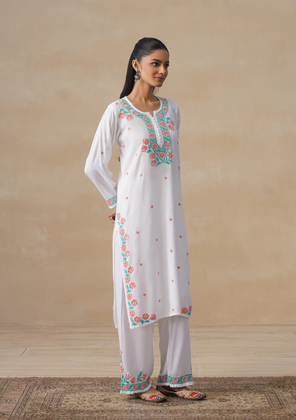 Gulab Rayon Chikankari Co-ord Set