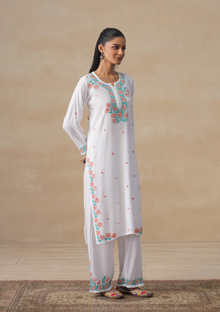 Gulab Rayon Chikankari Co-ord Set