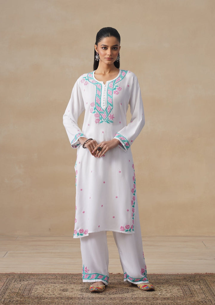 Gulab Rayon Chikankari Co-ord Set