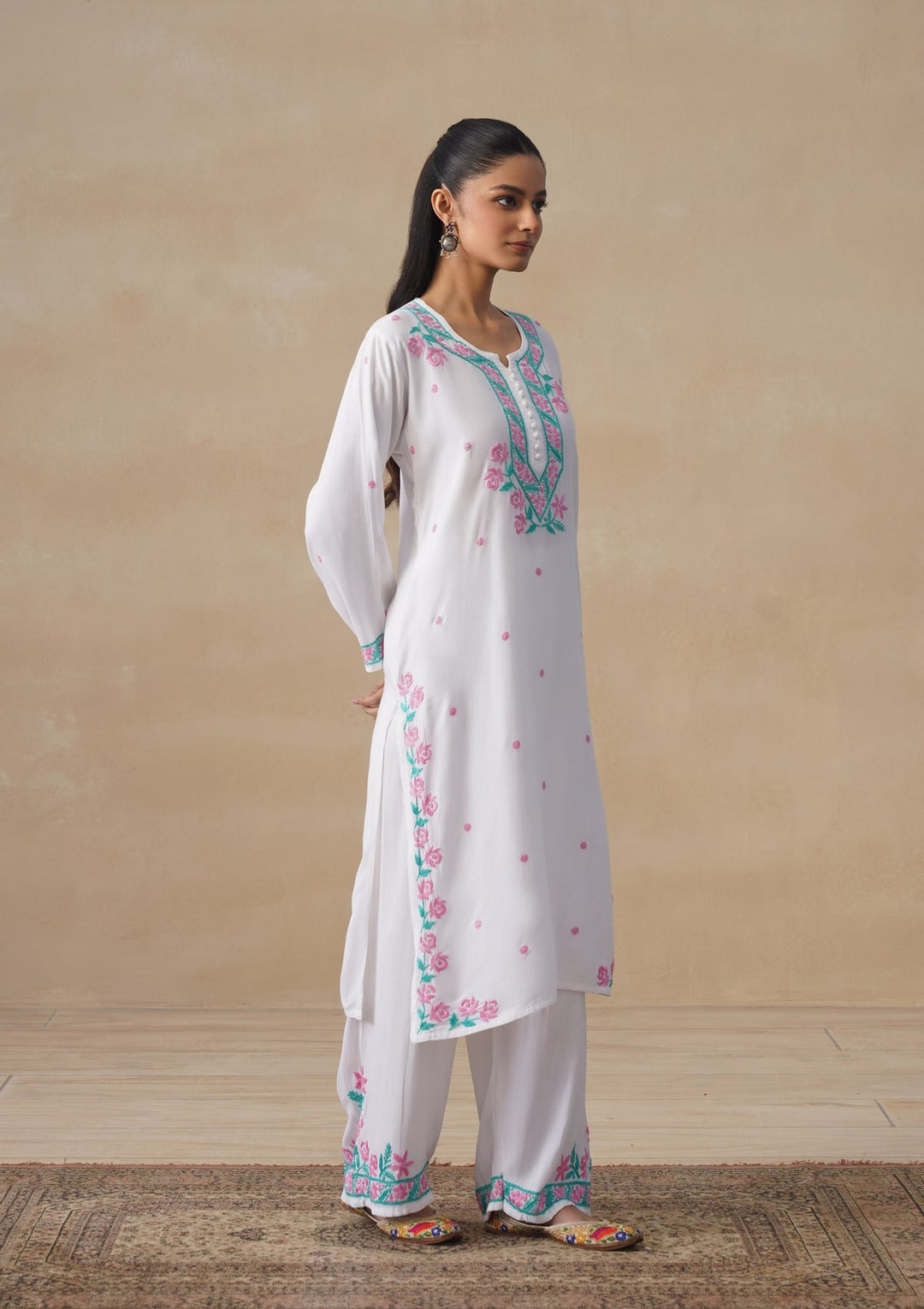 Gulab Rayon Chikankari Co-ord Set