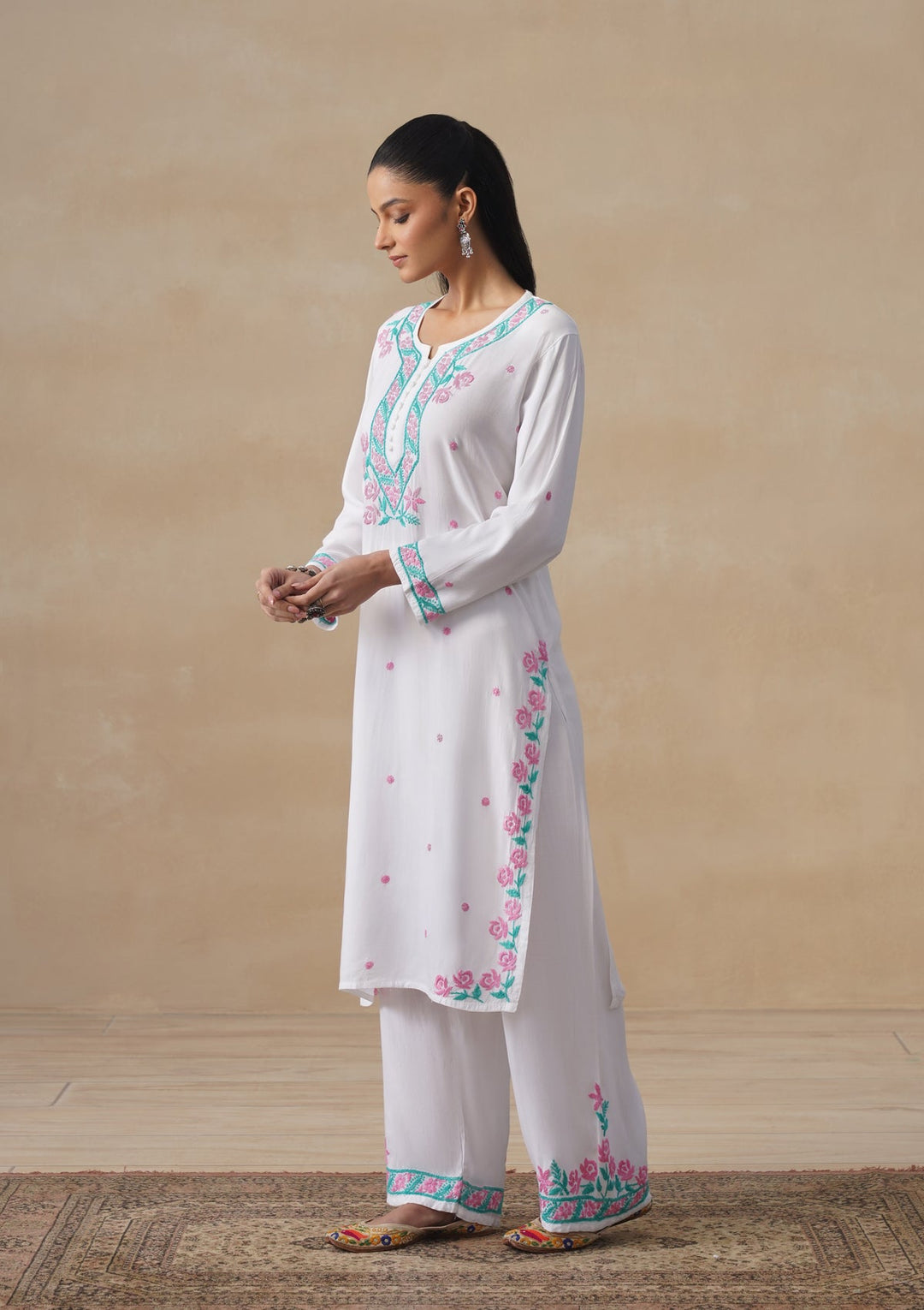 Gulab Rayon Chikankari Co-ord Set
