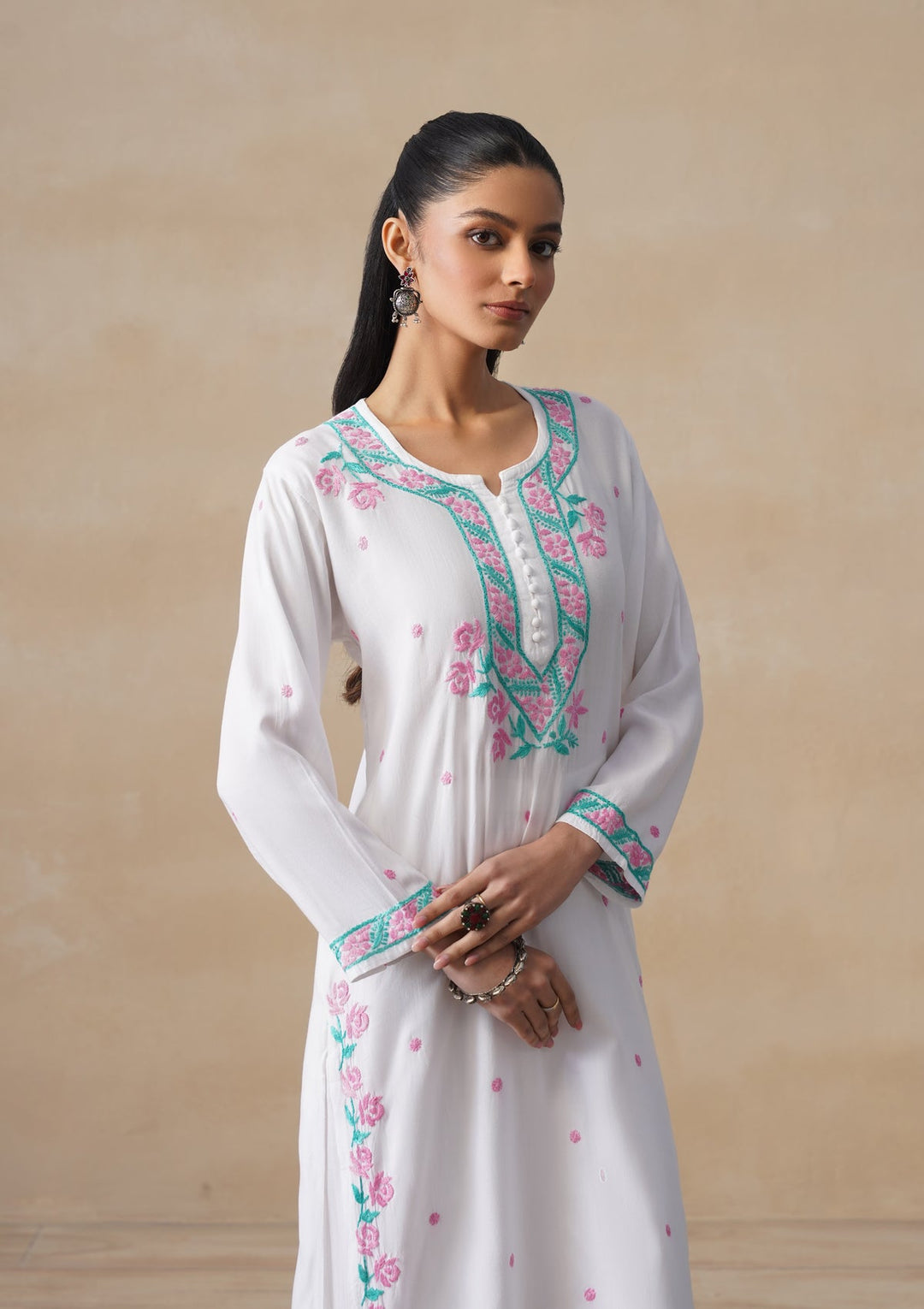 Gulab Rayon Chikankari Co-ord Set