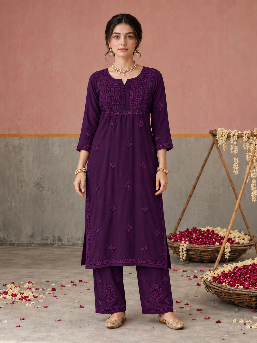 Lajja Chikankari Rayon Co-ord Set