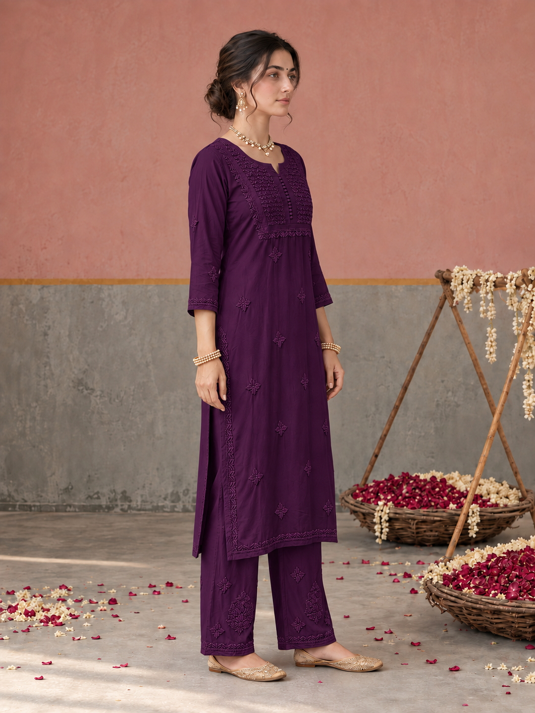 Lajja Chikankari Rayon Co-ord Set