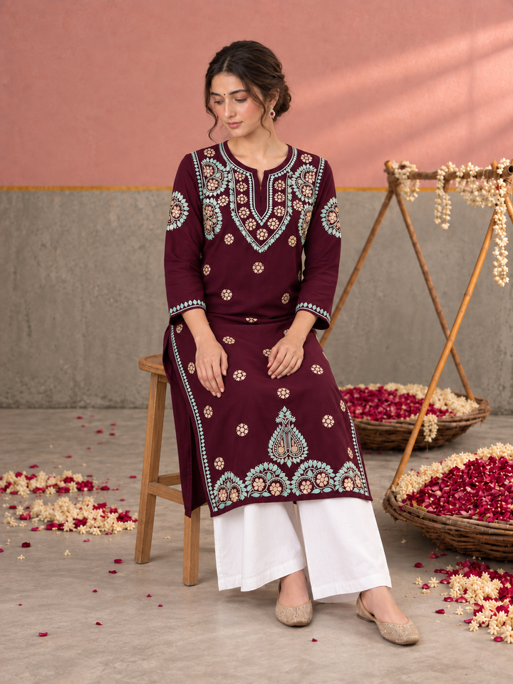 Astha Rayon Chikankari Straight Kurta