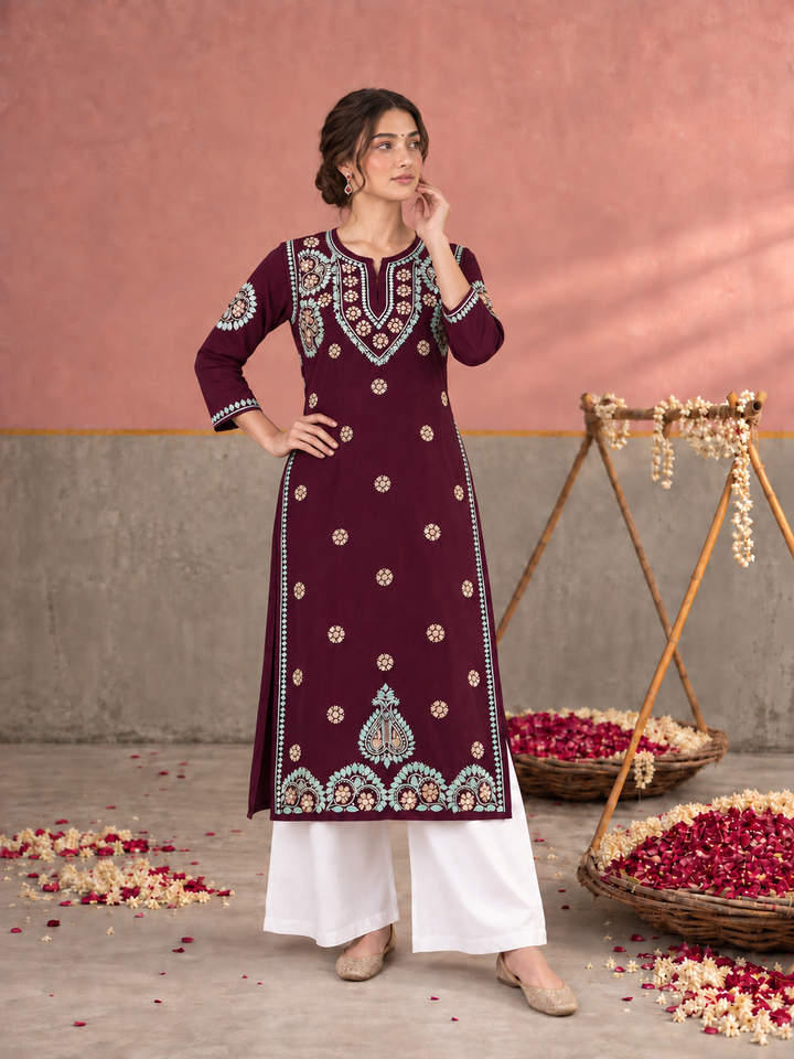 Astha Rayon Chikankari Straight Kurta