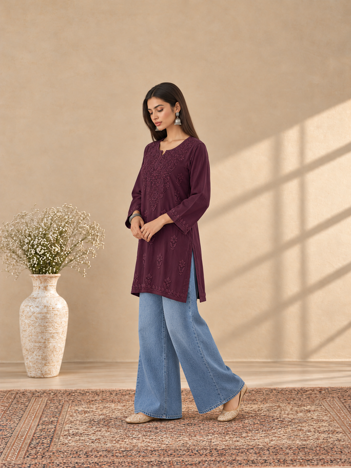 Akira Rayon Short Chikankari Kurti for Women