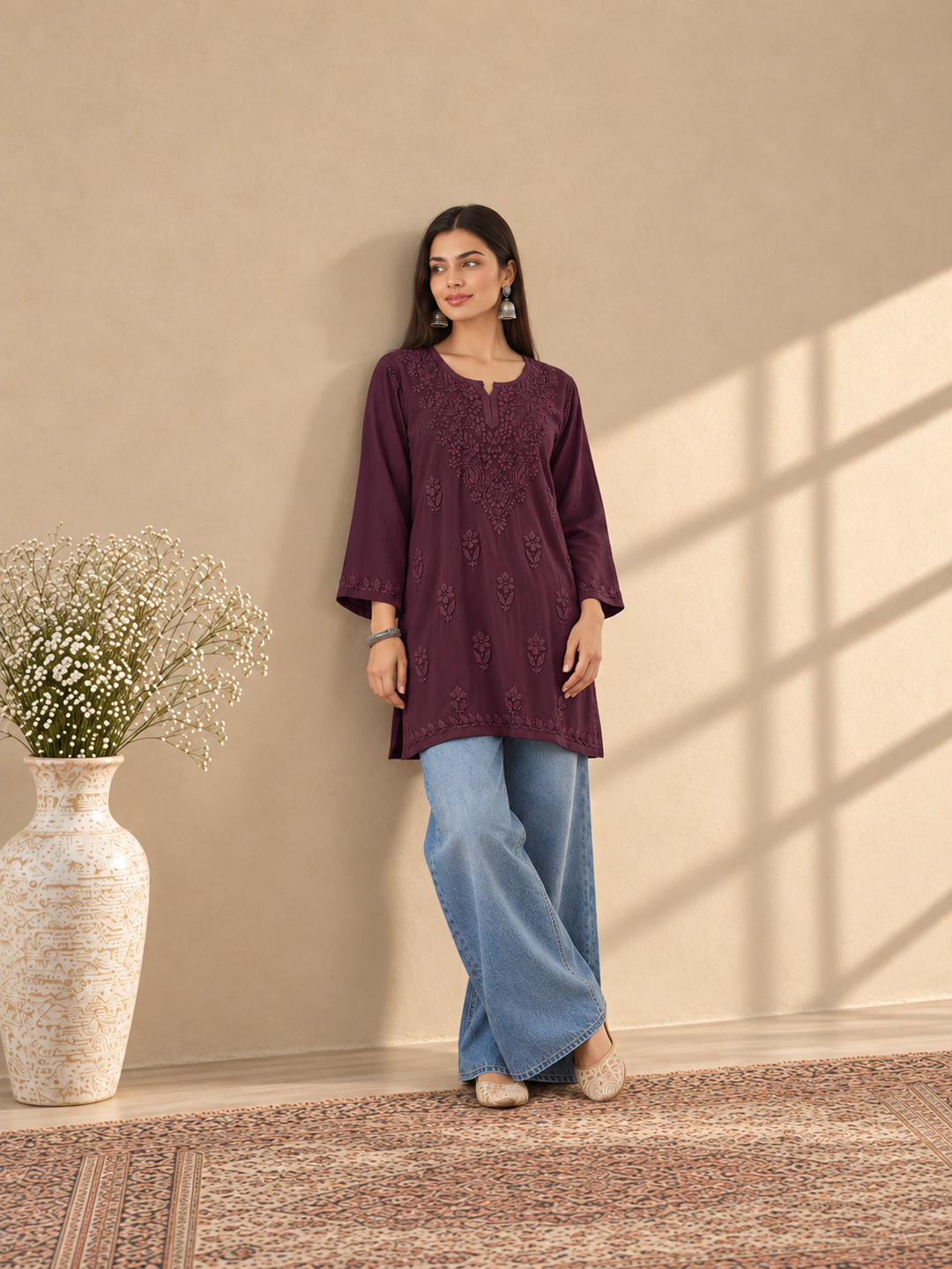 Akira Rayon Short Chikankari Kurti for Women