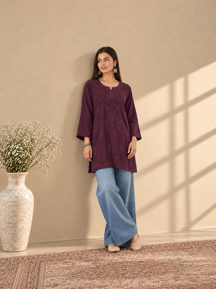 Akira Rayon Short Chikankari Kurti for Women